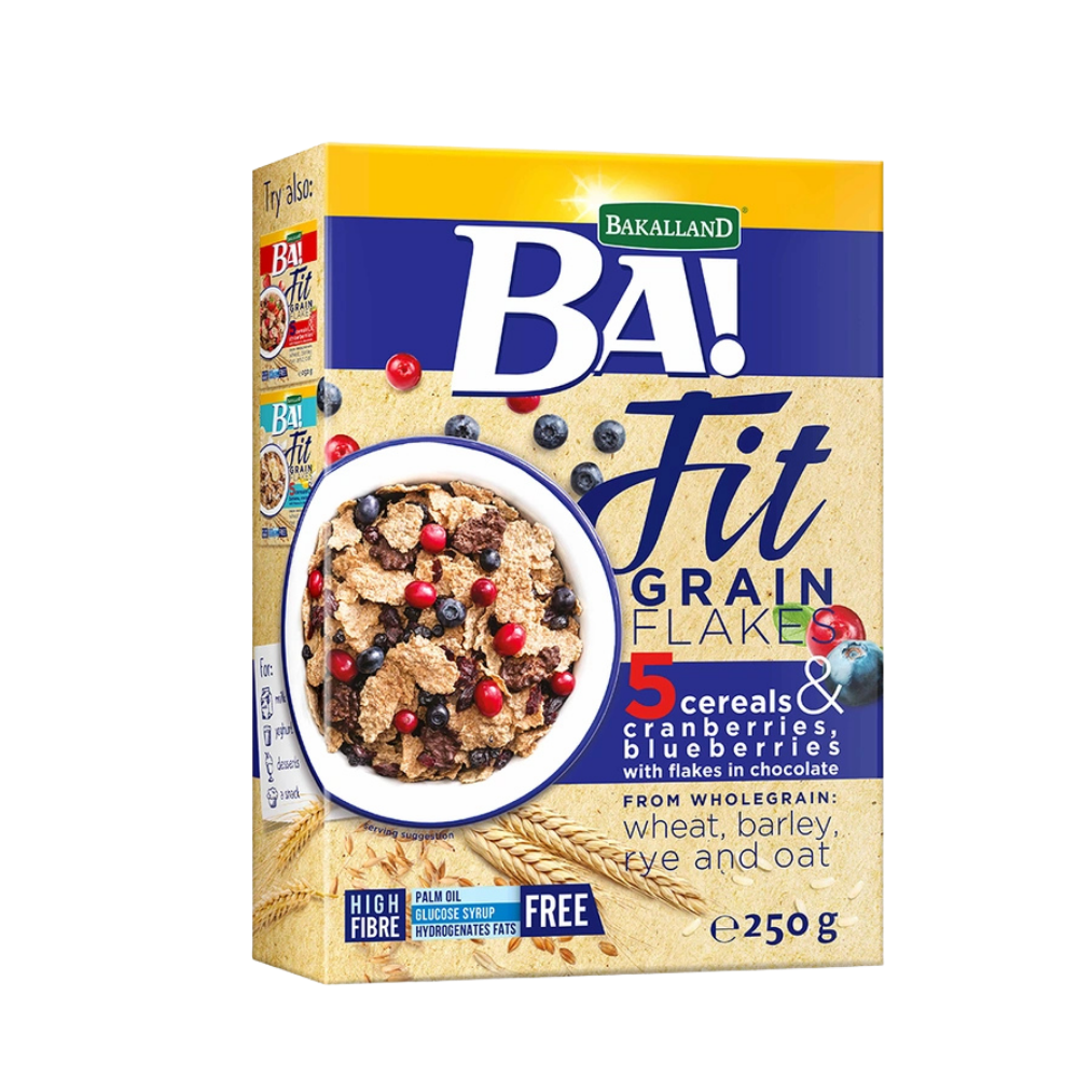 BA Fit Grain Flakes 5 Cereals Cranberries Blueberries