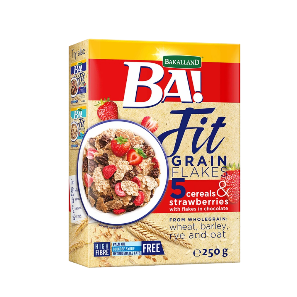 BA Fit Grain Flakes 5 Cereals Strawberries